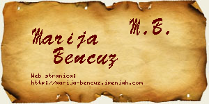 Marija Bencuz vizit kartica